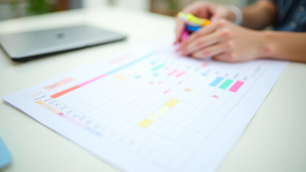 Daily schedule blocks arranged by energy levels and priority with color-coded task categories